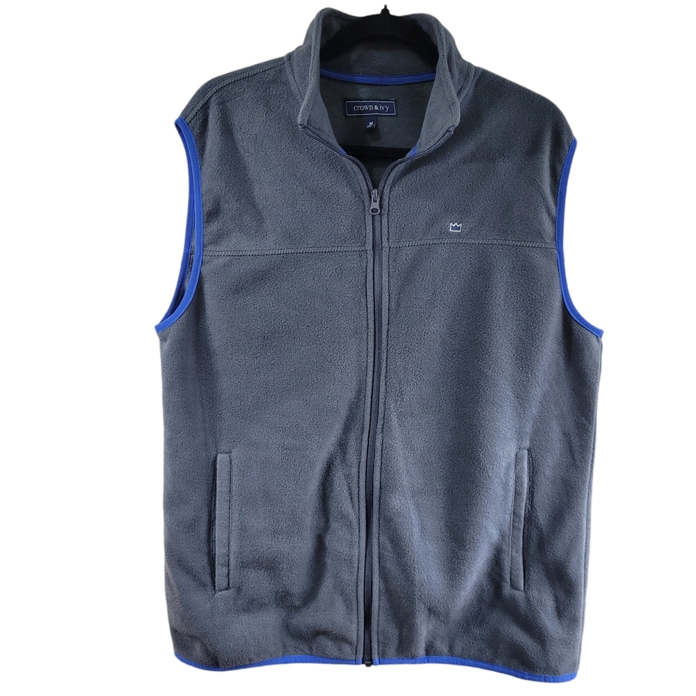 Crown & Ivy Mens Full Zip Performance Vest Size XL Gray EUC